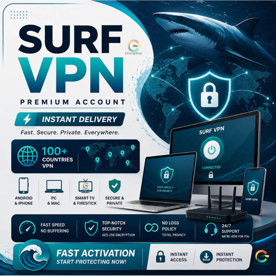 SURF VPN Premium Account | Secure VPN | Best Choices for Phone / PC