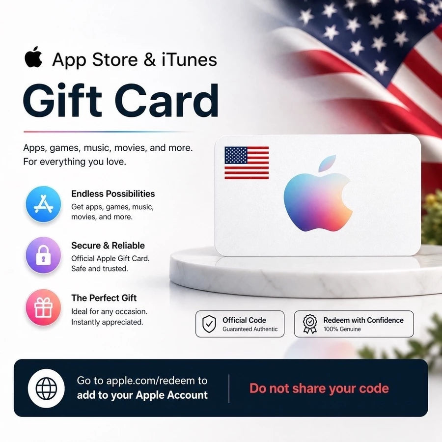 Apple Gift Card USA Region US App Store & iTunes Digital Top Up Code