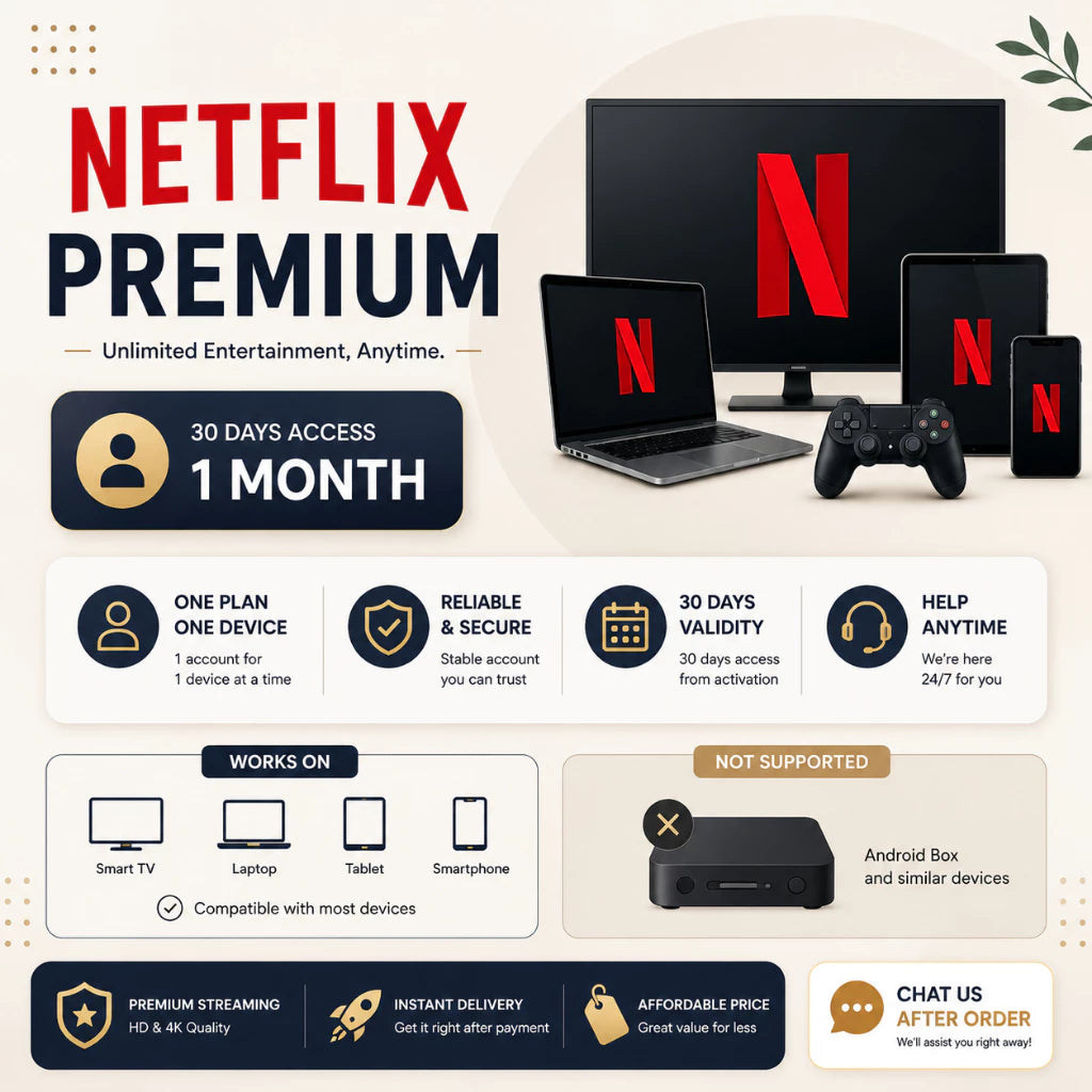 Netflix Akaun account| 4K UHD | Instant Delivery | Warranty Support Stable
