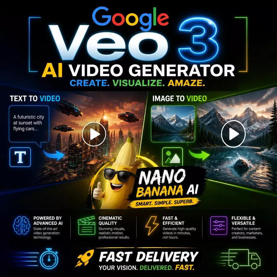 Google Veo 3 AI Video Generator | Text to Video / Image to Video | Nano Banana AI | Fast Delivery